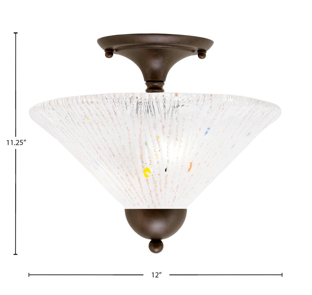 Any Two Light Semi-Flush Mount in Bronze with 12" Frosted Crystal Shade