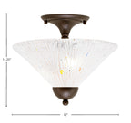 Any Two Light Semi-Flush Mount in Bronze with 12" Frosted Crystal Shade