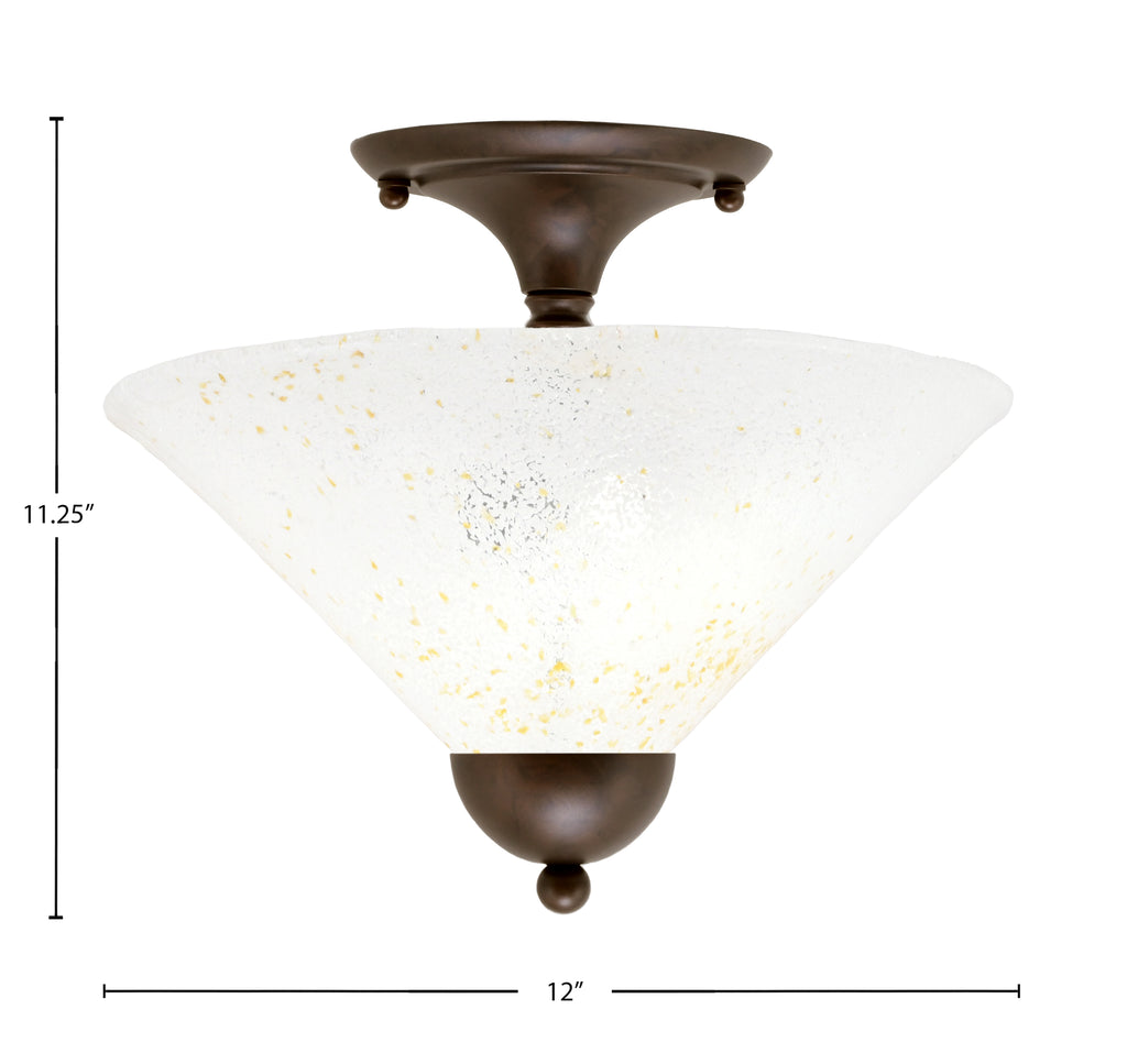 Any Two Light Semi-Flush Mount in Bronze with 12" Gold Ice Shade