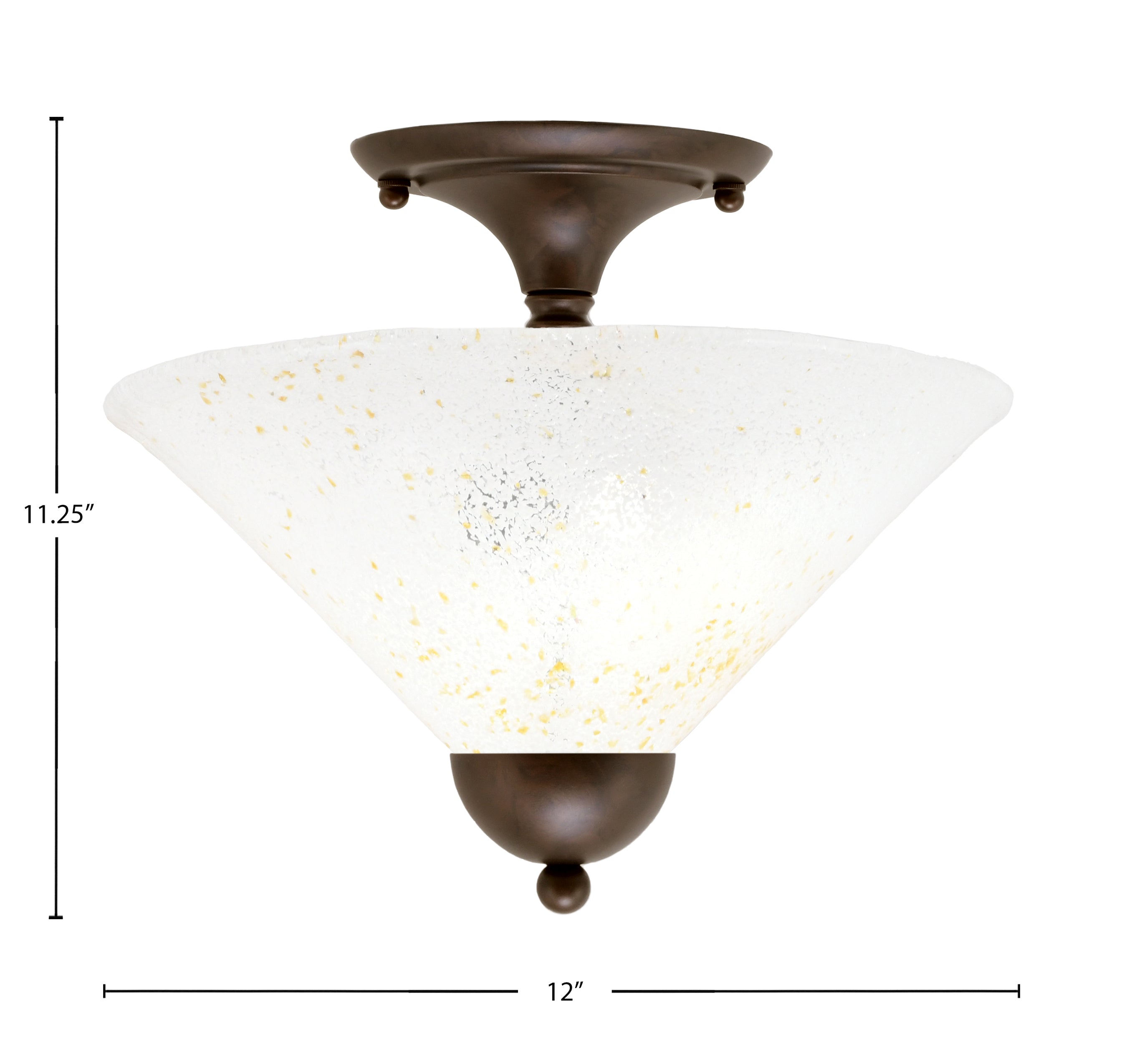 Any Two Light Semi-Flush Mount in Bronze with 12" Gold Ice Shade