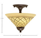 Any Two Light Semi-Flush Mount in Bronze with 12" Chocolate Icing Shade