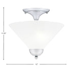 Semi-Flushes Two Light Semi-Flush Mount in Chrome with White Marble Shade