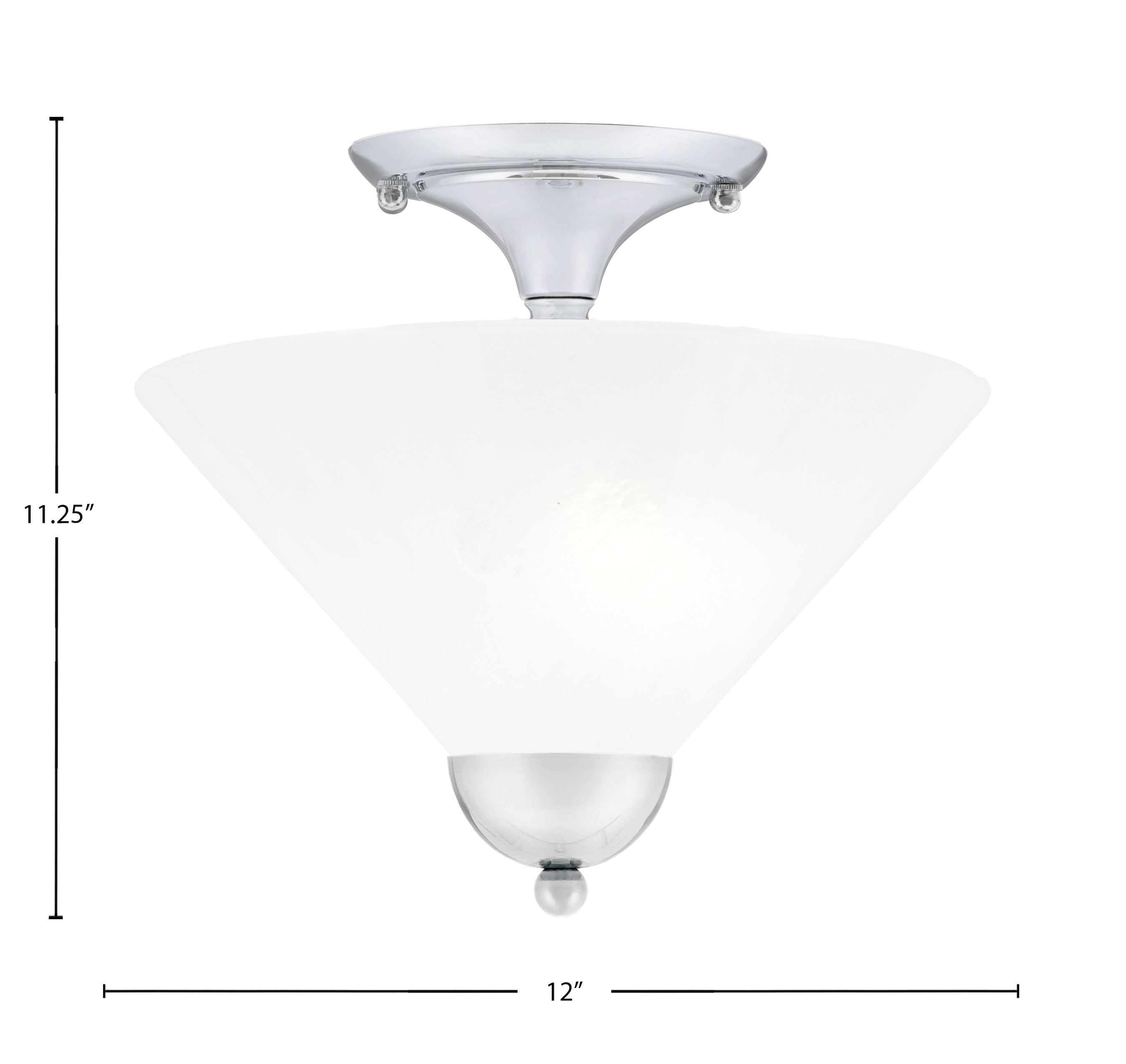 Semi-Flushes Two Light Semi-Flush Mount in Chrome with White Marble Shade