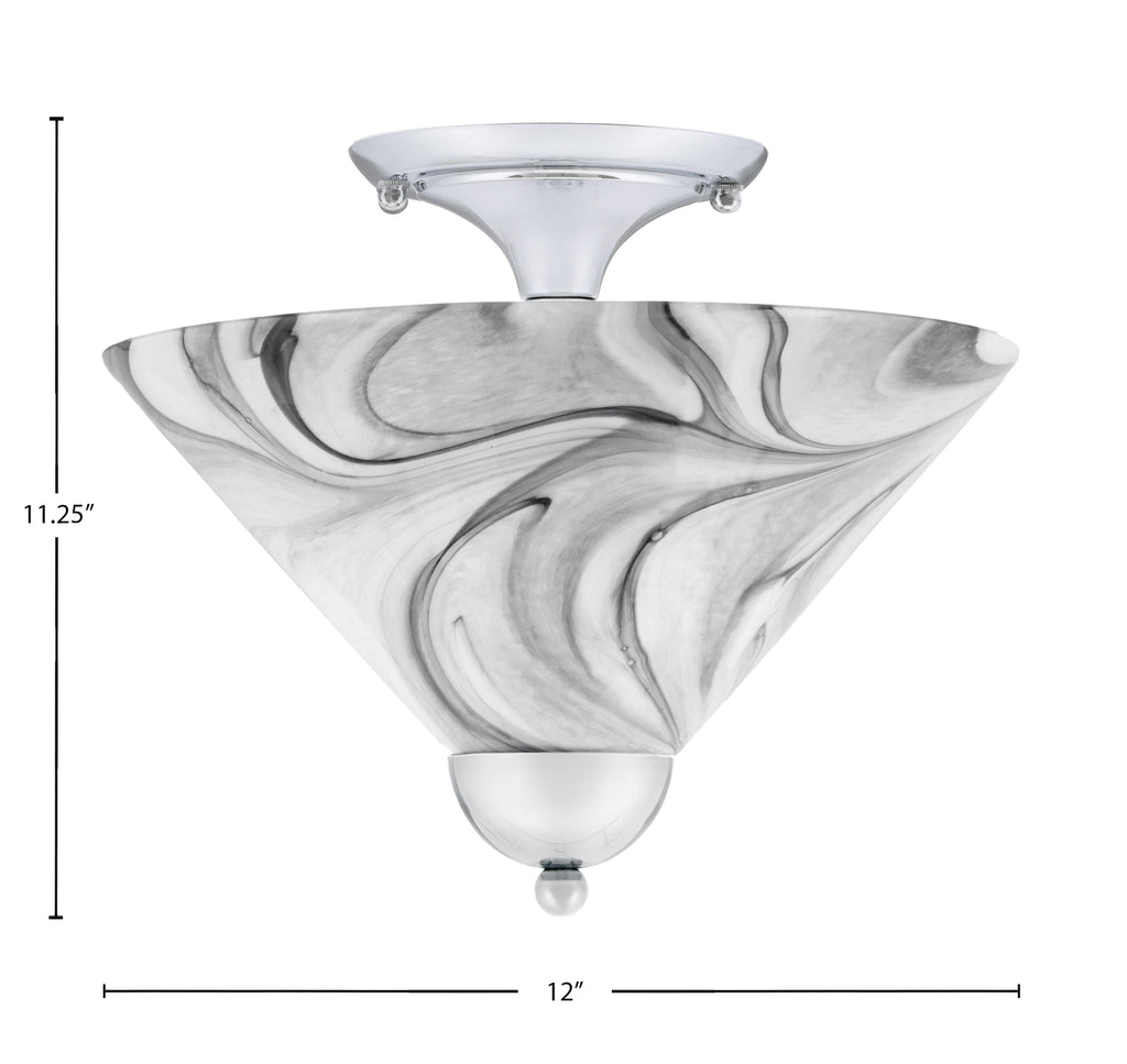 Semi-Flushes Two Light Semi-Flush Mount in Chrome with Onyx Swirl Shade