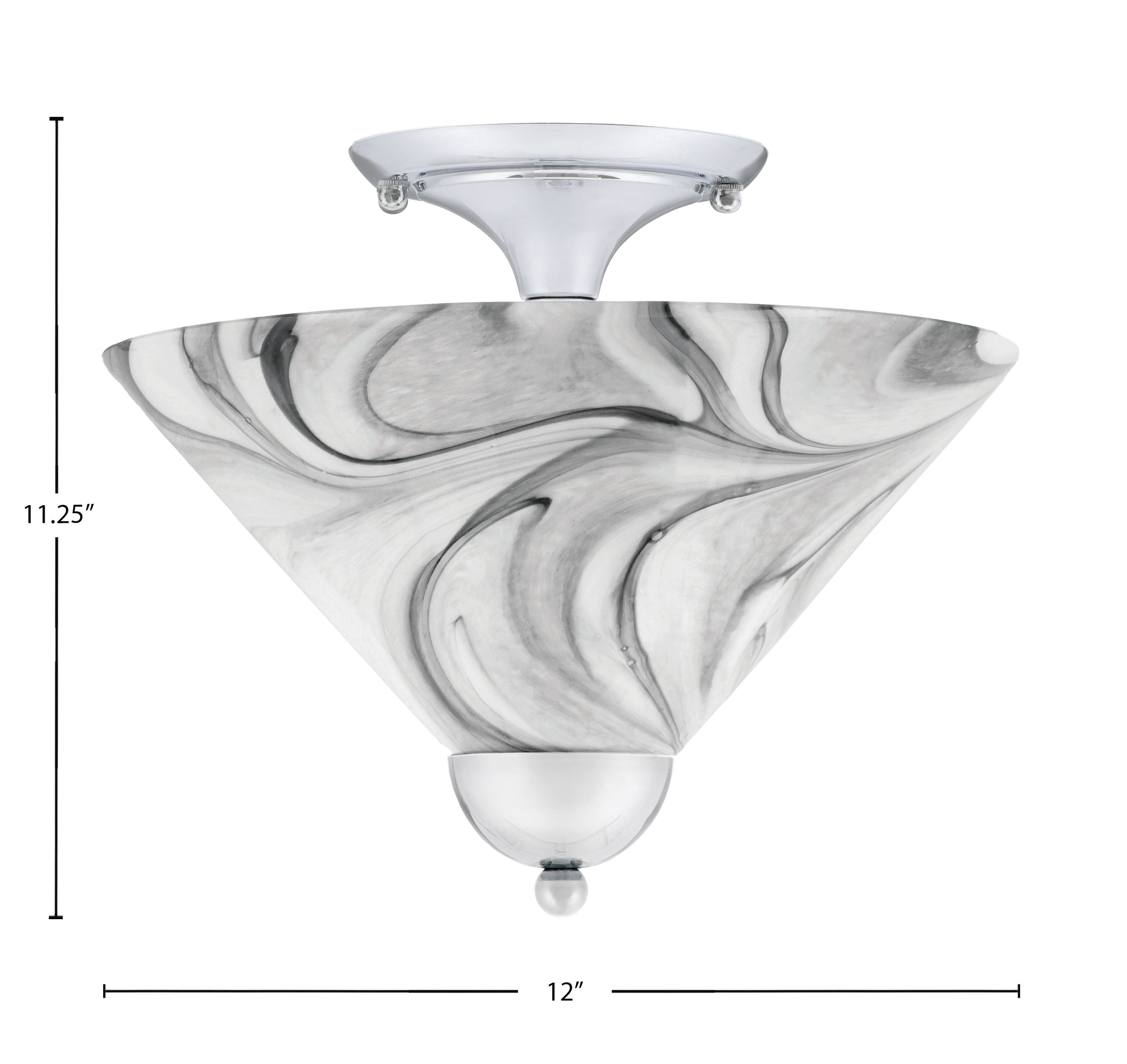 Semi-Flushes Two Light Semi-Flush Mount in Chrome with Onyx Swirl Shade