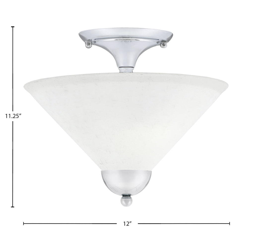 Semi-Flushes Two Light Semi-Flush Mount in Chrome with White Muslin Shade