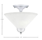 Semi-Flushes Two Light Semi-Flush Mount in Chrome with White Muslin Shade