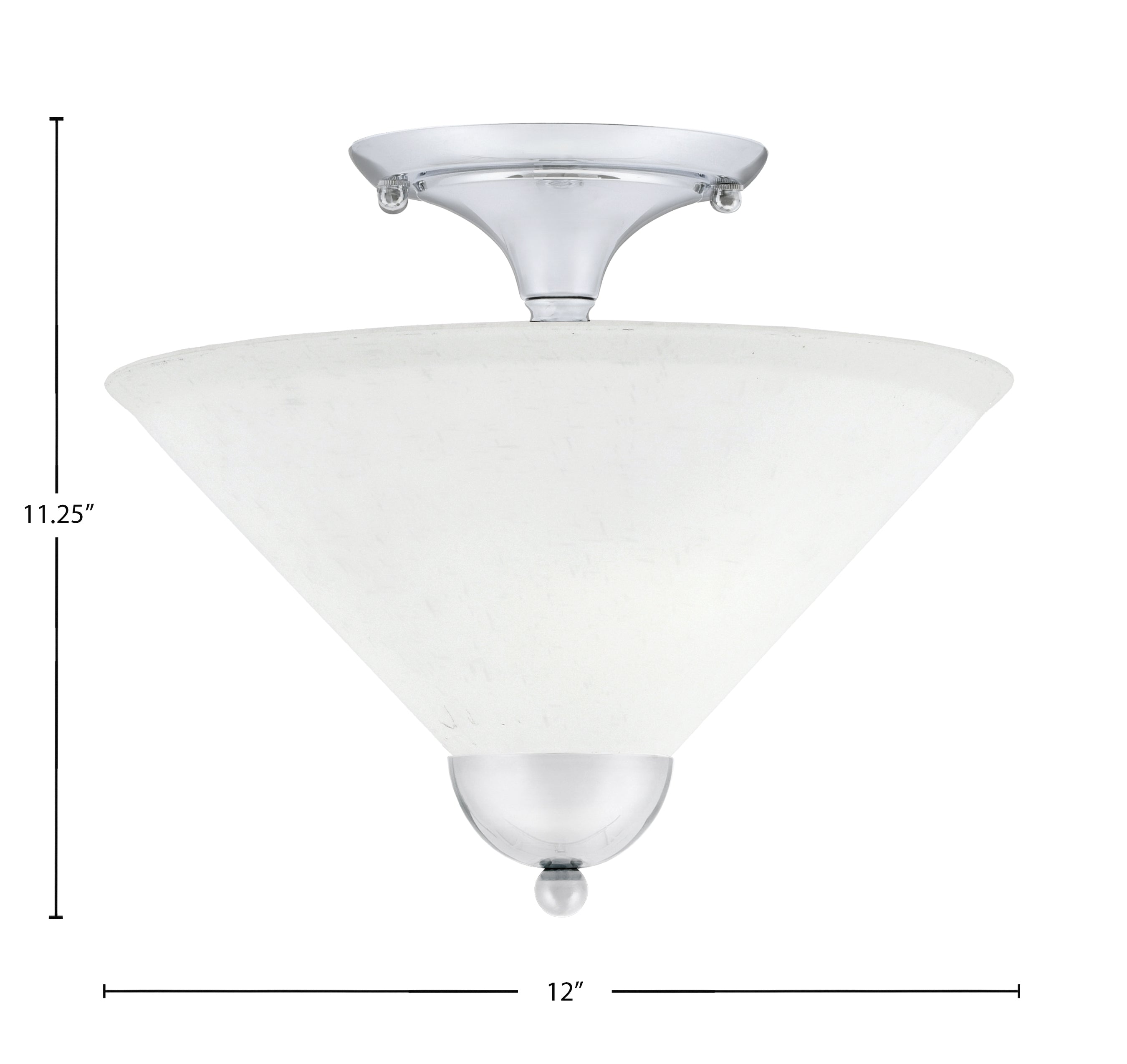 Semi-Flushes Two Light Semi-Flush Mount in Chrome with White Muslin Shade
