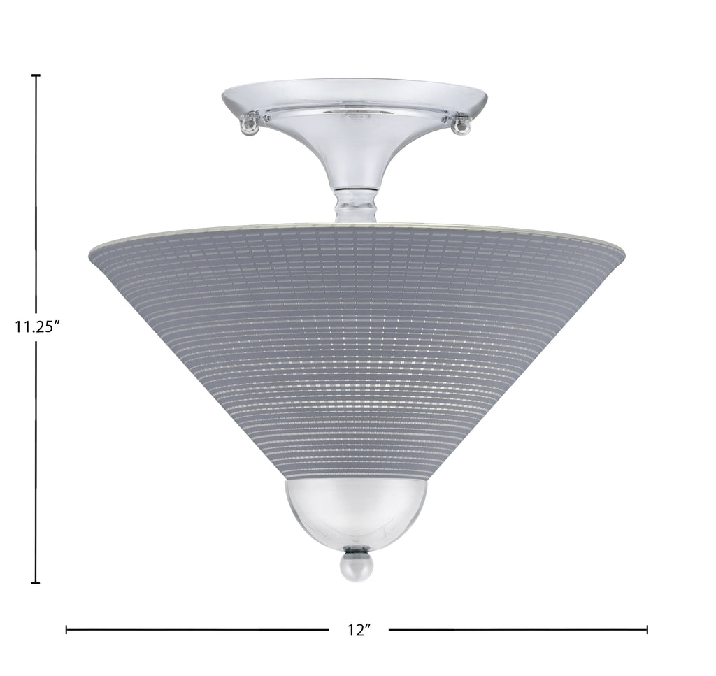 Semi-Flushes Two Light Semi-Flush Mount in Chrome with Gray Matrix Shade