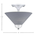 Semi-Flushes Two Light Semi-Flush Mount in Chrome with Gray Matrix Shade