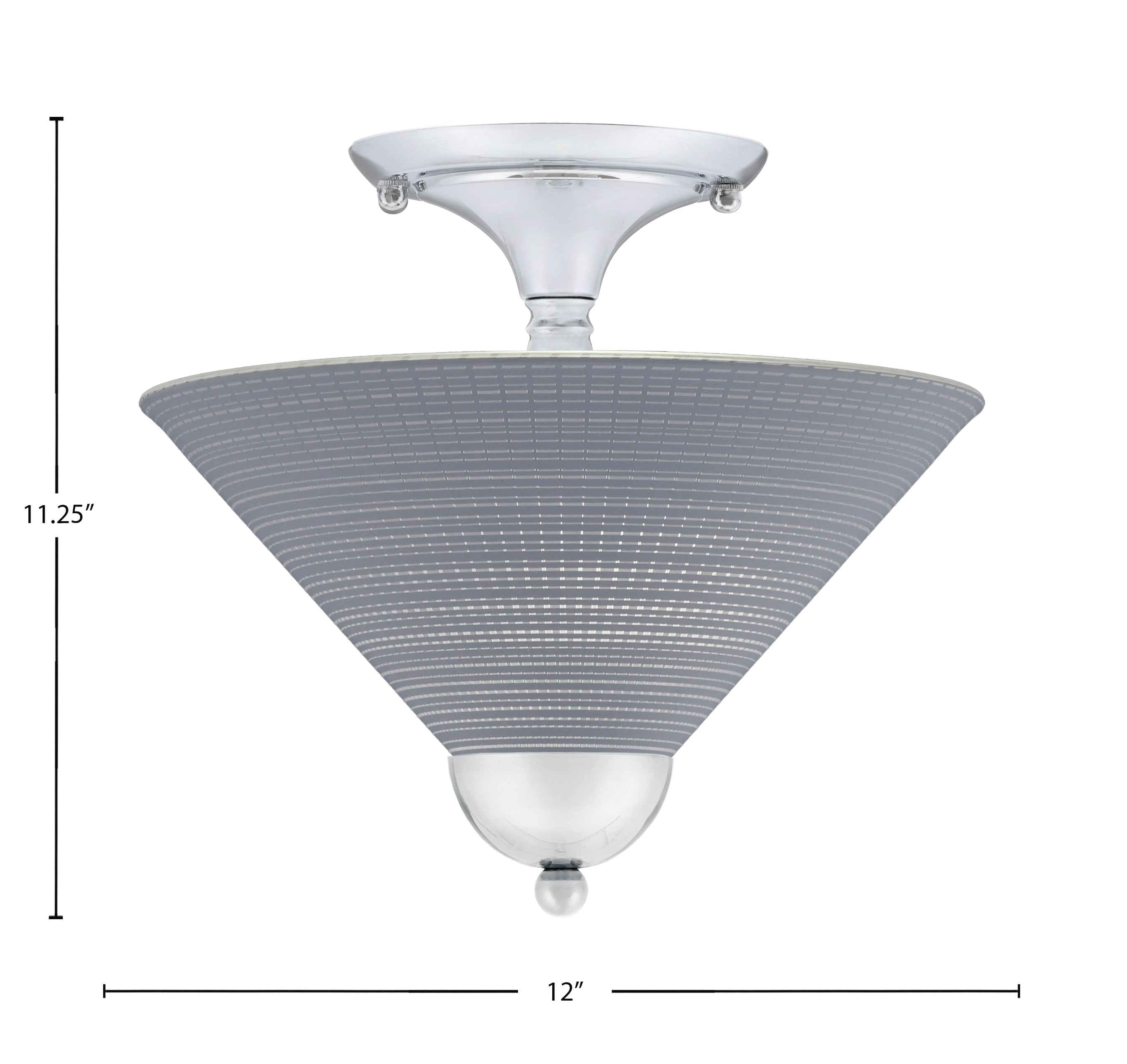 Semi-Flushes Two Light Semi-Flush Mount in Chrome with Gray Matrix Shade