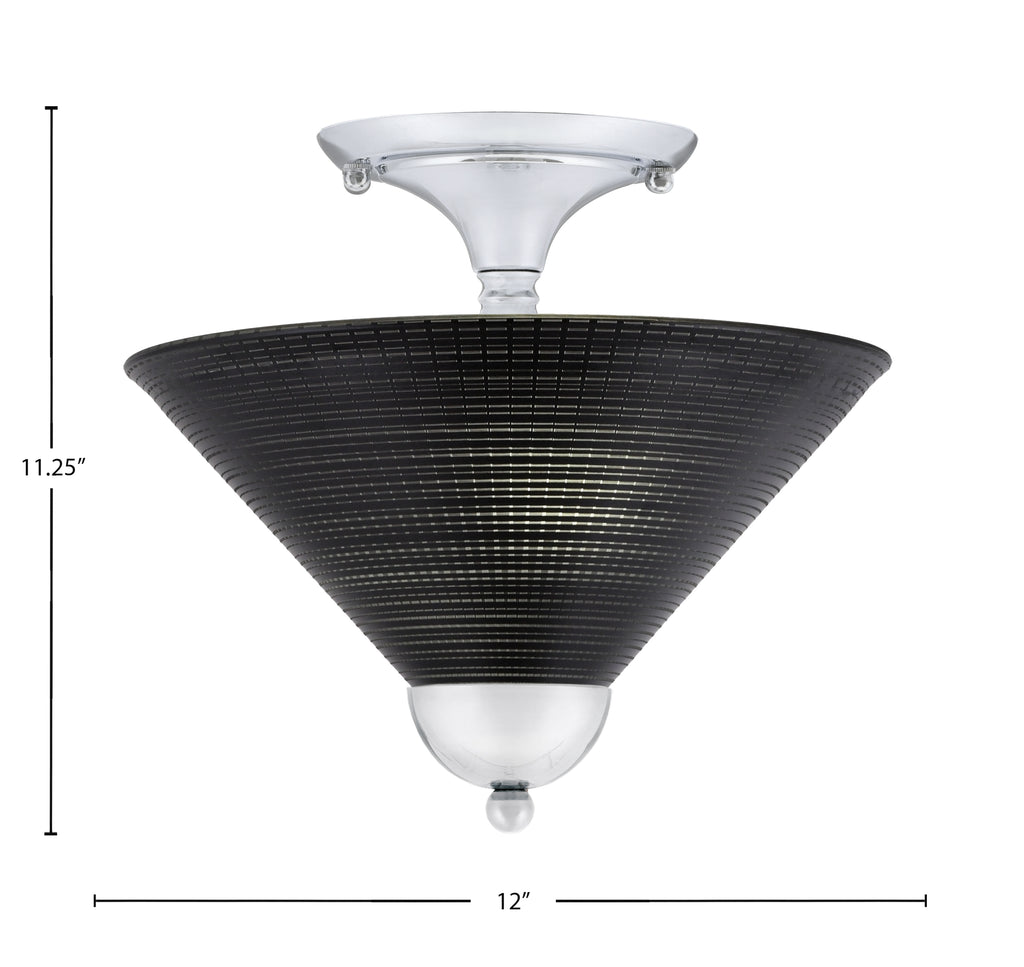 Semi-Flushes Two Light Semi-Flush Mount in Chrome with Black Matrix Shade