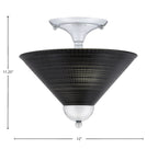 Semi-Flushes Two Light Semi-Flush Mount in Chrome with Black Matrix Shade