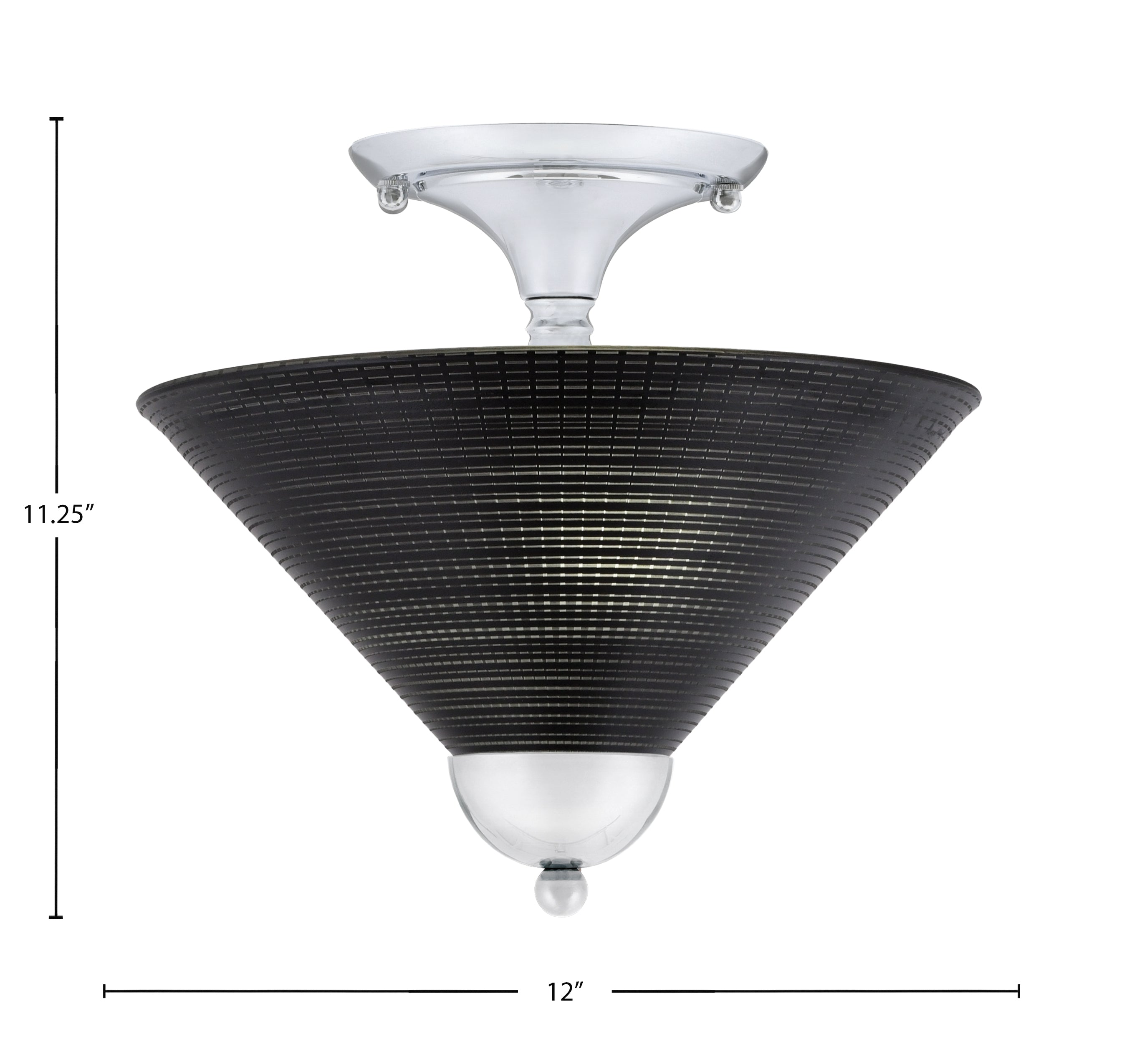 Semi-Flushes Two Light Semi-Flush Mount in Chrome with Black Matrix Shade