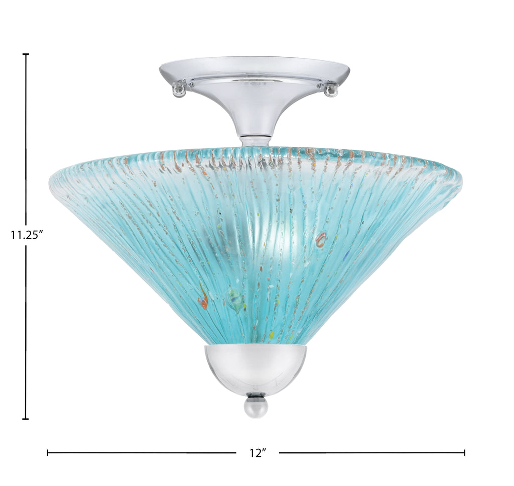 Any Two Light Semi-Flush Mount in Chrome with 12" Teal Crystal Shade