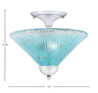 Any Two Light Semi-Flush Mount in Chrome with 12" Teal Crystal Shade