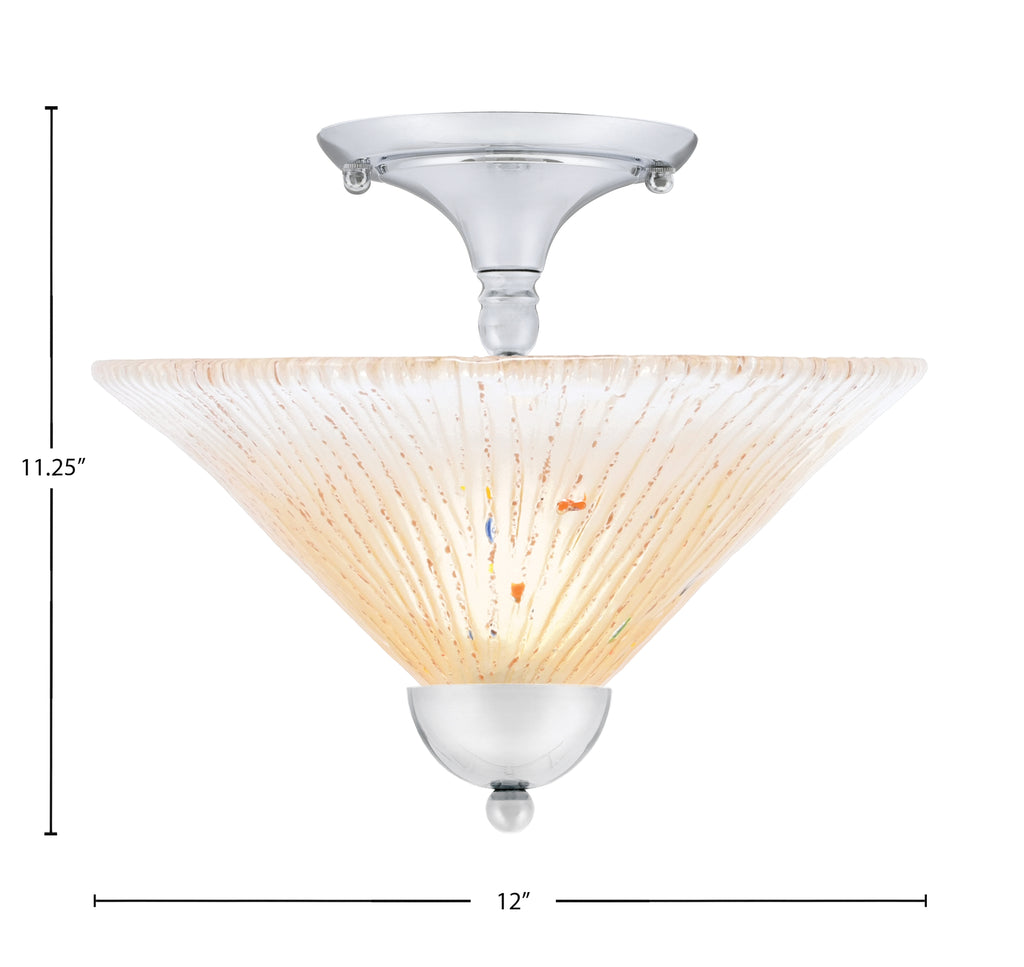 Any Two Light Semi-Flush Mount in Chrome with 12" Amber Crystal Shade