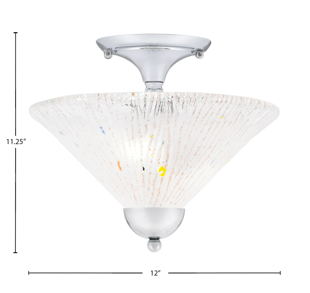 Any Two Light Semi-Flush Mount in Chrome with 12" Frosted Crystal Shade