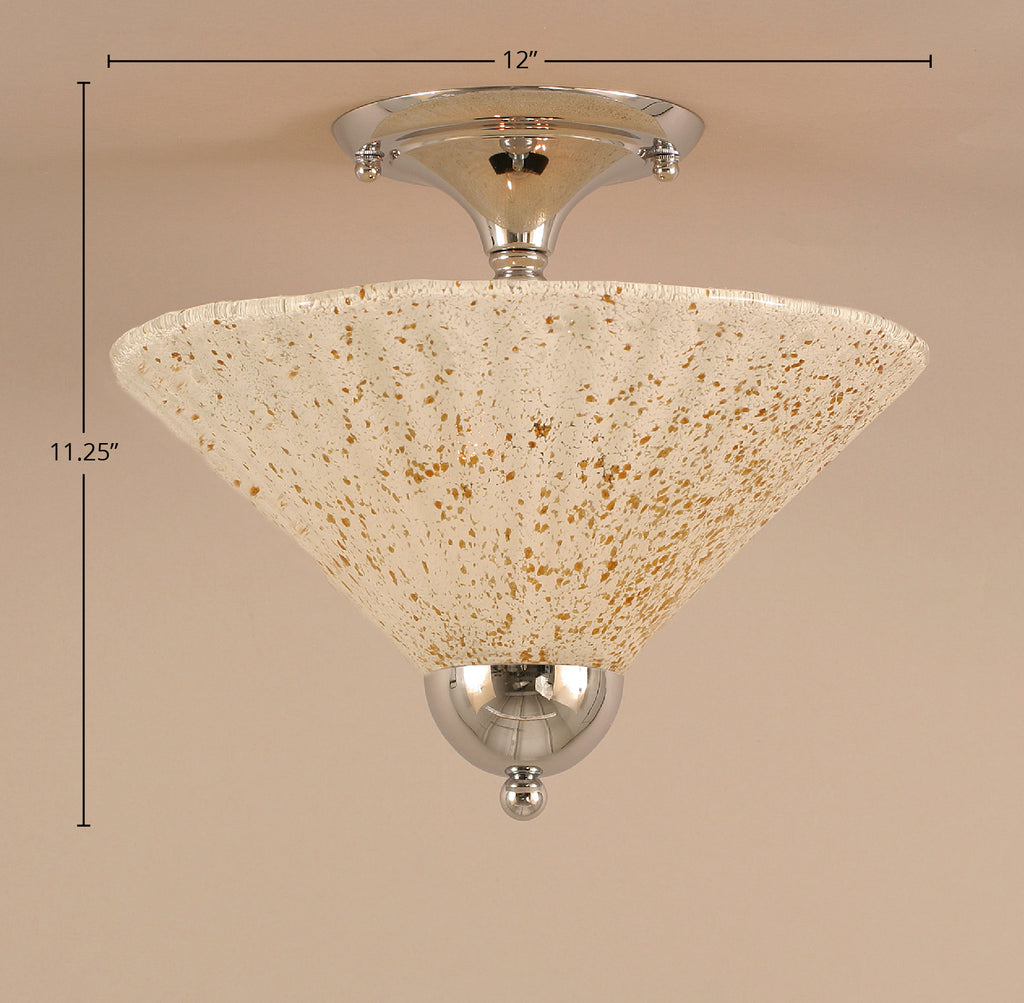 Any Two Light Semi-Flush Mount in Chrome with 12" Gold Ice Shade