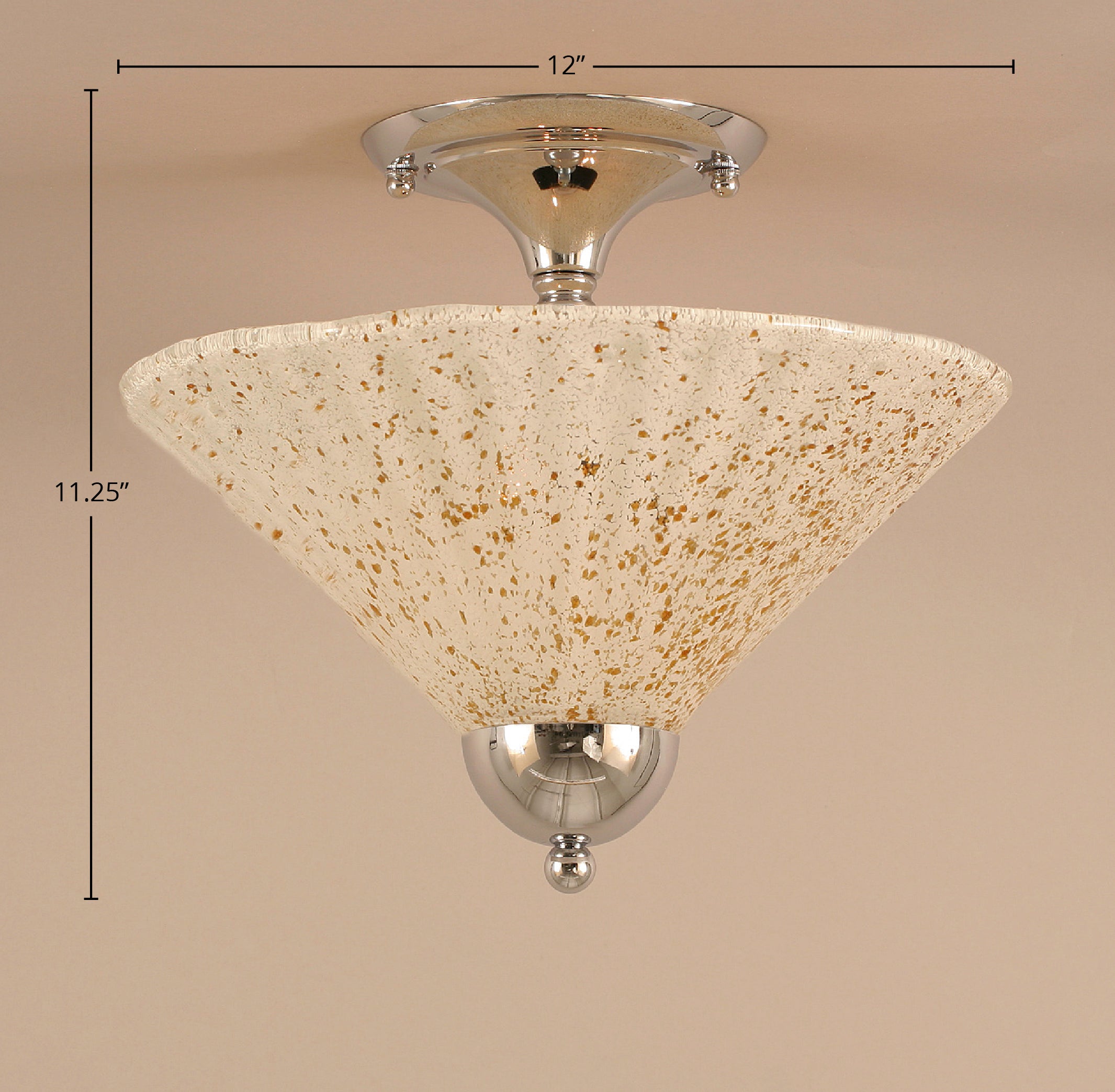 Any Two Light Semi-Flush Mount in Chrome with 12" Gold Ice Shade