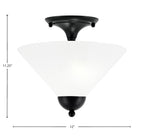 Semi-Flushes Two Light Semi-Flush Mount in Matte Black with White Marble Shade