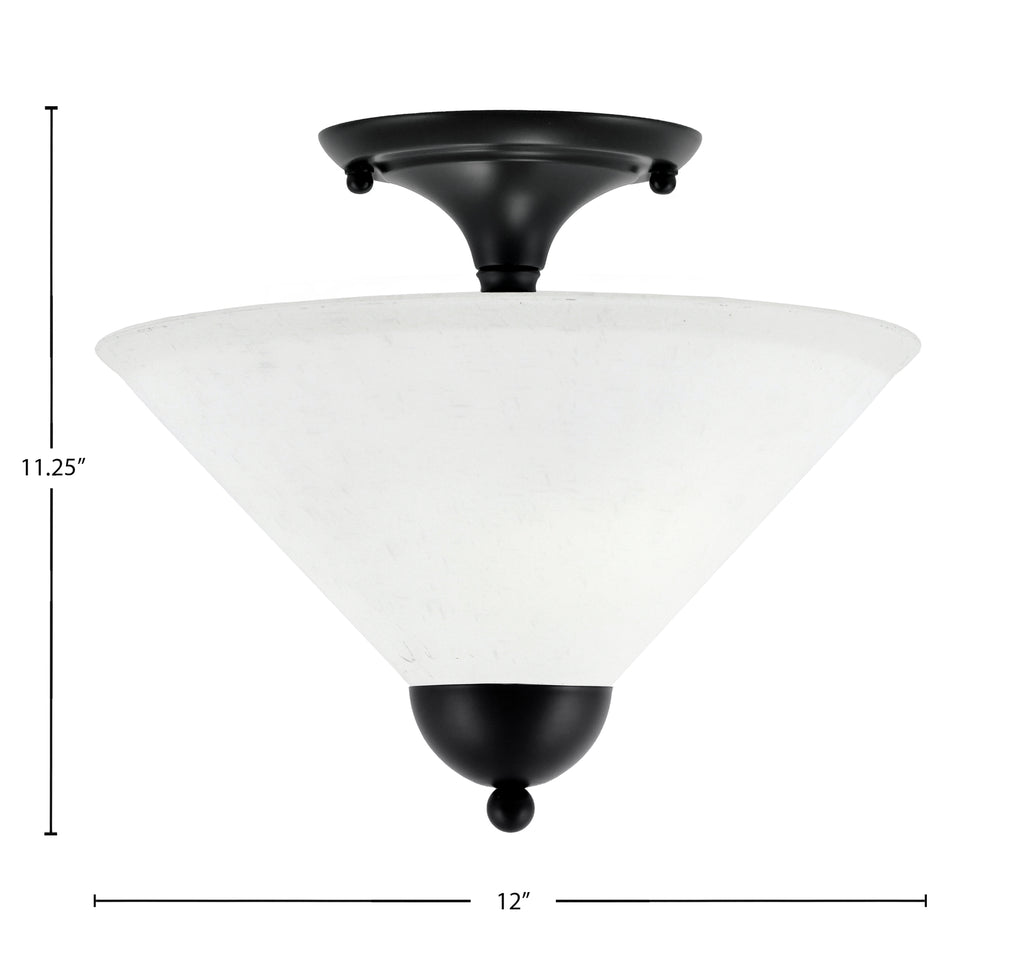 Semi-Flushes Two Light Semi-Flush Mount in Matte Black with White Muslin Shade