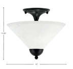 Semi-Flushes Two Light Semi-Flush Mount in Matte Black with White Muslin Shade