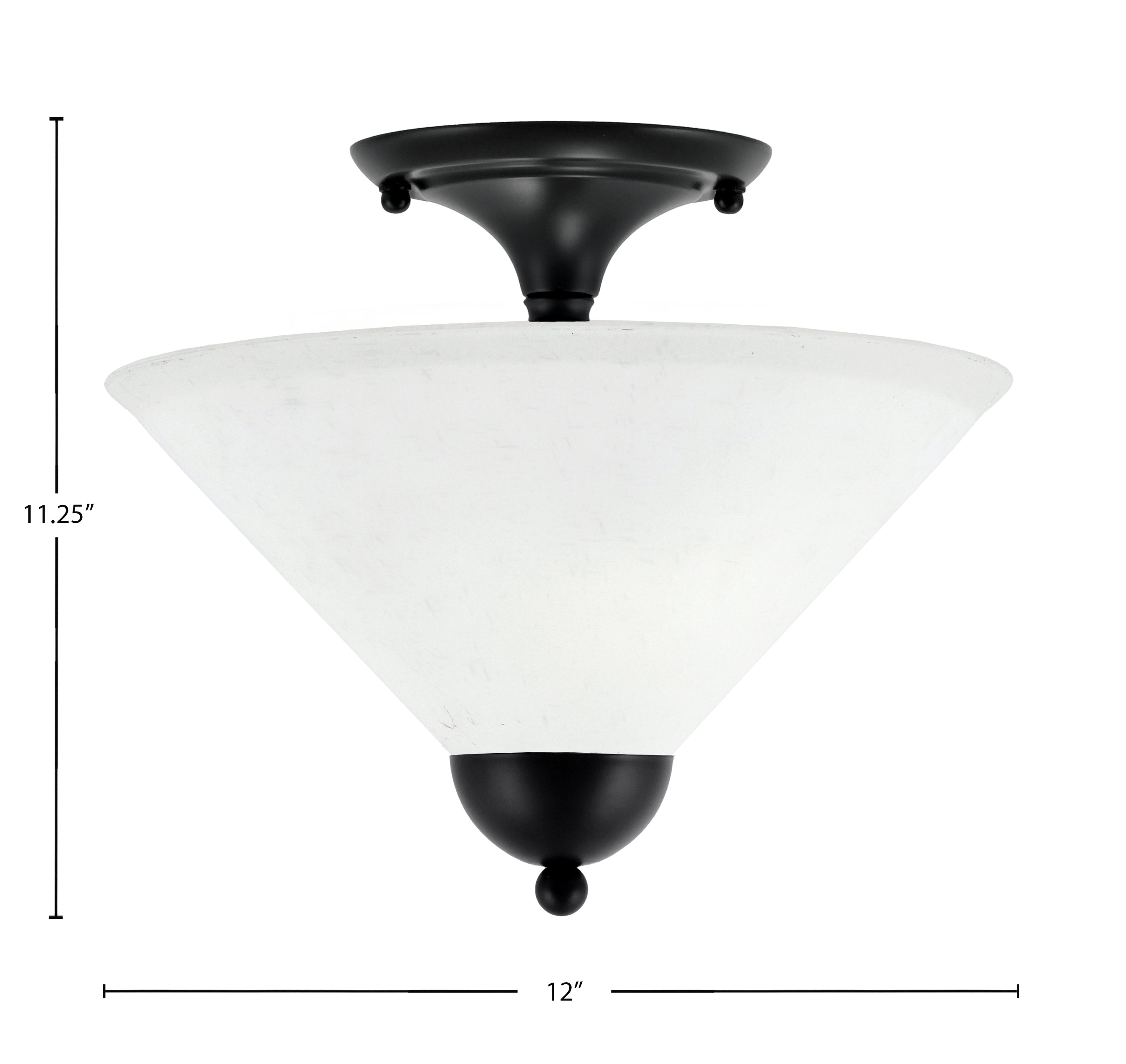 Semi-Flushes Two Light Semi-Flush Mount in Matte Black with White Muslin Shade
