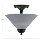 Semi-Flushes Two Light Semi-Flush Mount in Matte Black with Gray Matrix Shade