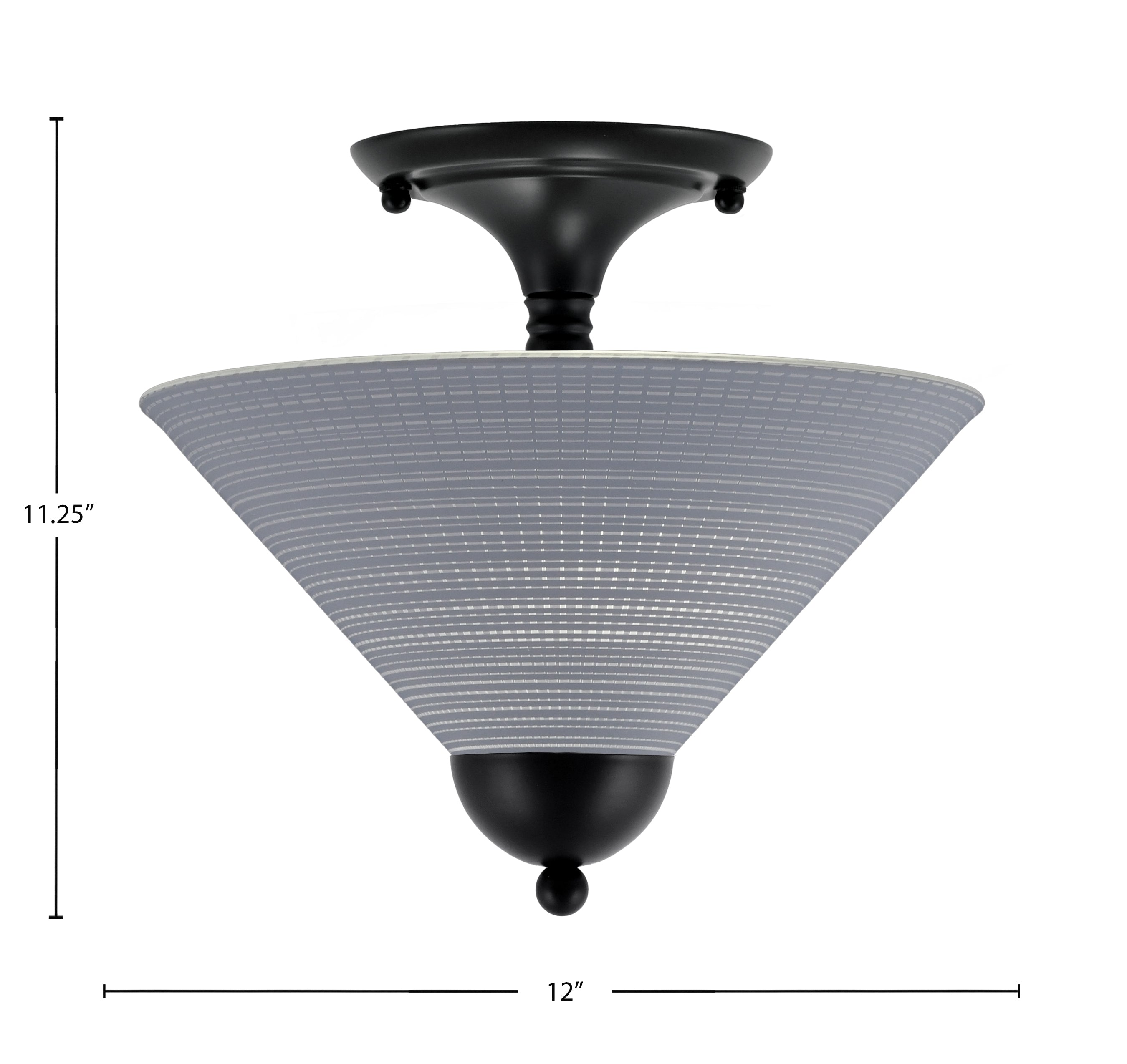 Semi-Flushes Two Light Semi-Flush Mount in Matte Black with Gray Matrix Shade