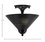 Semi-Flushes Two Light Semi-Flush Mount in Matte Black with Black Matrix Shade