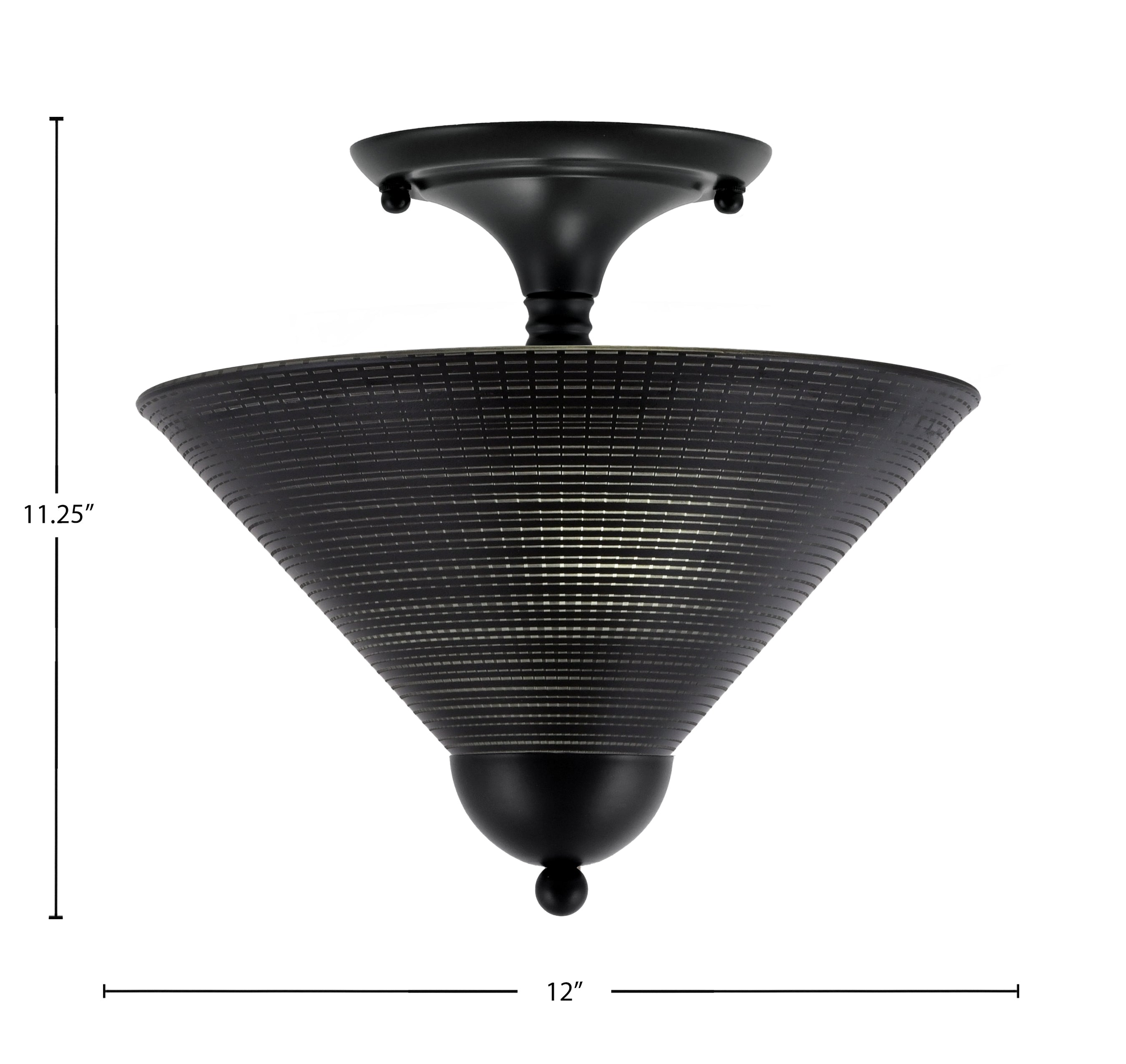 Semi-Flushes Two Light Semi-Flush Mount in Matte Black with Black Matrix Shade