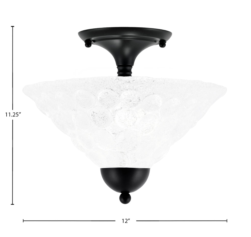 Any Two Light Semi-Flush Mount in Matte Black with 12" Italian Bubble Shade
