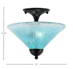 Any Two Light Semi-Flush Mount in Matte Black with 12" Teal Crystal Shade