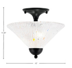 Any Two Light Semi-Flush Mount in Matte Black with 12" Frosted Crystal Shade