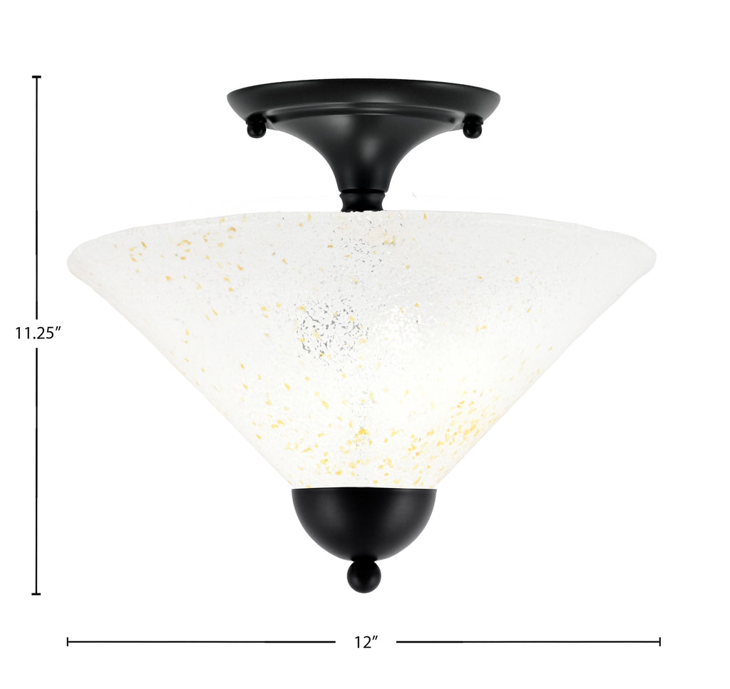 Any Two Light Semi-Flush Mount in Matte Black with 12" Gold Ice Shade