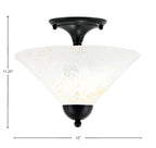 Any Two Light Semi-Flush Mount in Matte Black with 12" Gold Ice Shade
