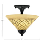 Any Two Light Semi-Flush Mount in Matte Black with 12" Chocolate Icing Shade