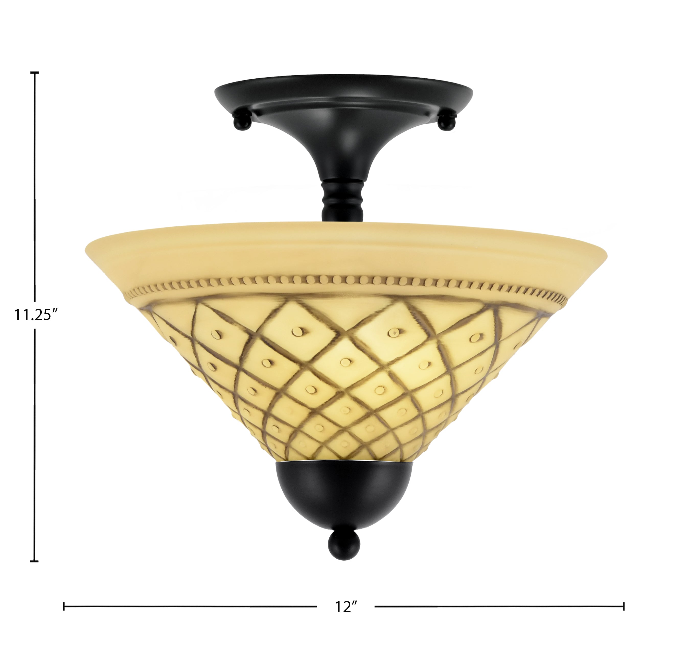 Any Two Light Semi-Flush Mount in Matte Black with 12" Chocolate Icing Shade