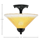 Any Two Light Semi-Flush Mount in Matte Black with 12" Gold Champagne Crystal Shade