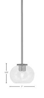 Franklin One Light Mini Pendant in Graphite with Clear Bubble Shade