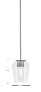Franklin One Light Mini Pendant in Graphite with Clear Bubble Shade