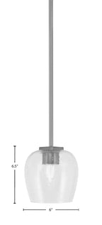 Franklin One Light Mini Pendant in Graphite with Clear Bubble Shade