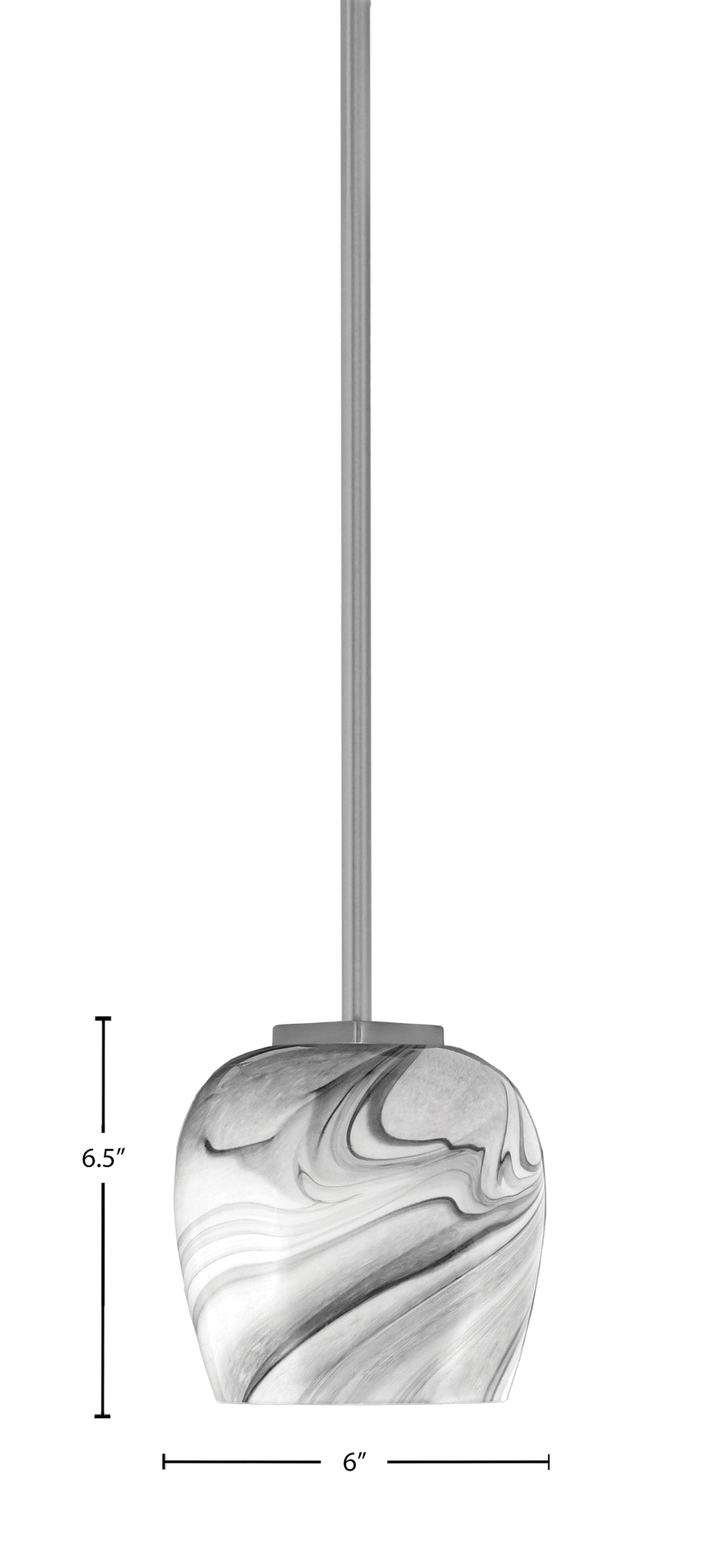 Franklin One Light Mini Pendant in Graphite with Onyx Swirl Shade