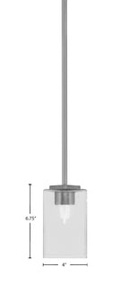 Franklin One Light Mini Pendant in Graphite with Square Clear Bubble Shade