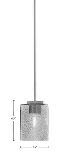 Franklin One Light Mini Pendant in Graphite with Square Smoke Bubble Shade