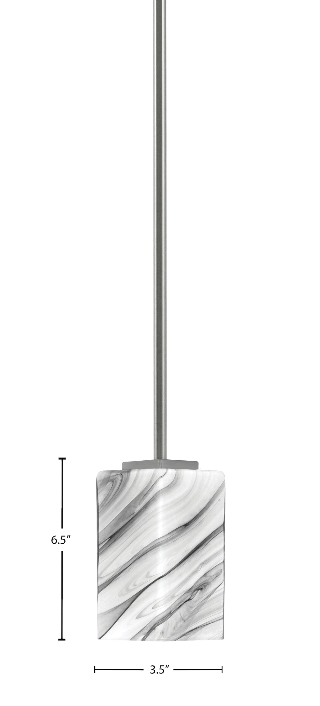 Franklin One Light Mini Pendant in Graphite with Square Onyx Swirl Shade