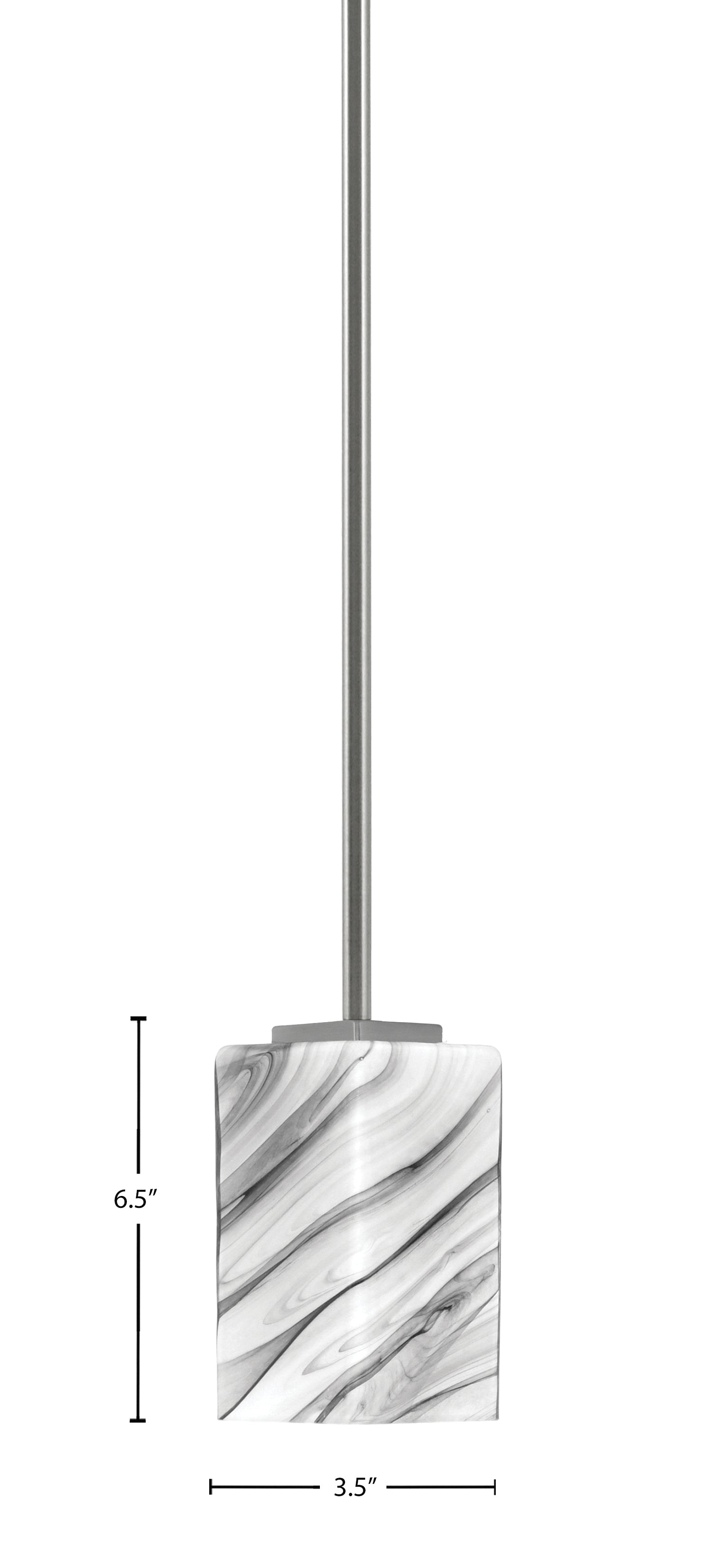 Franklin One Light Mini Pendant in Graphite with Square Onyx Swirl Shade