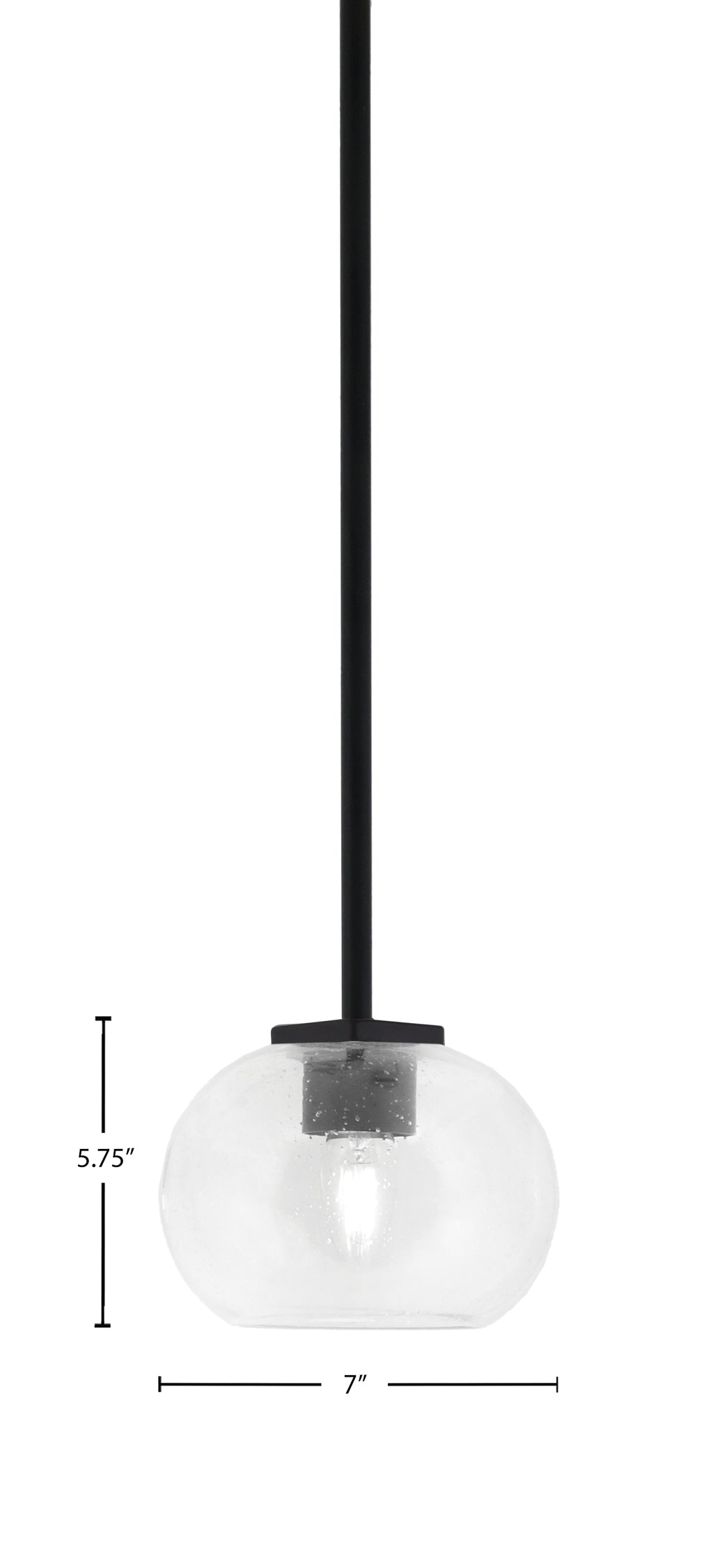 Franklin One Light Mini Pendant in Matte Black with Clear Bubble Shade
