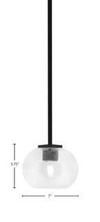 Franklin One Light Mini Pendant in Matte Black with Clear Bubble Shade